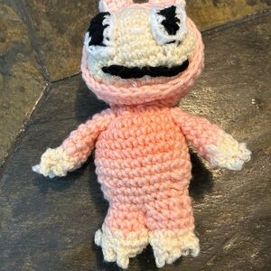 Handmade Pink and White Crochet Plush Toy